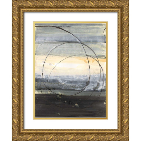 Horizon Balance IV Light Gold Ornate Wood Framed Art Print with Double Matting by Hristova, Albena