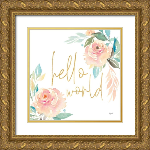 Watercolor Blossom IV Gold Ornate Wood Framed Art Print with Double Matting by Rice, Kristy