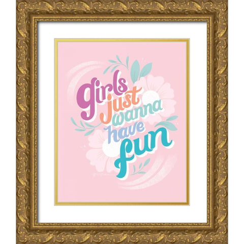 Girls I Pink Gold Ornate Wood Framed Art Print with Double Matting by Graham, Gia