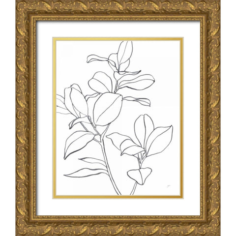 Magnolia Branch I Gold Ornate Wood Framed Art Print with Double Matting by Panganiban, Karyn