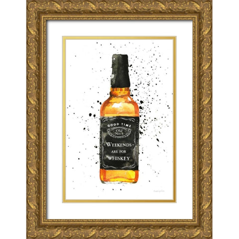 Weekends Are For Whiskey Gold Ornate Wood Framed Art Print with Double Matting by Charro, Mercedes Lopez