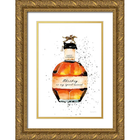 Whiskey Spirit Animal Gold Ornate Wood Framed Art Print with Double Matting by Charro, Mercedes Lopez