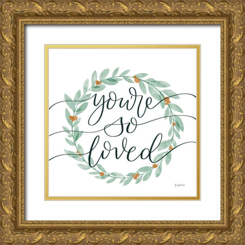 Sage Sayings Wreath II Gold Ornate Wood Framed Art Print with Double Matting by Thorns, Becky