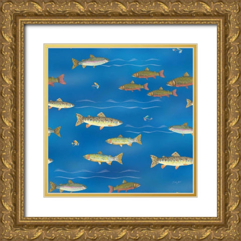 Angling in The Stream Pattern IB Gold Ornate Wood Framed Art Print with Double Matting by Prahl, Courtney