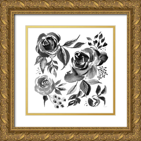 Delft Delight IV Black No Words Gold Ornate Wood Framed Art Print with Double Matting by Rice, Kristy