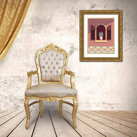 Warm Window Lisboa Gold Ornate Wood Framed Art Print with Double Matting by Escalante, Omar