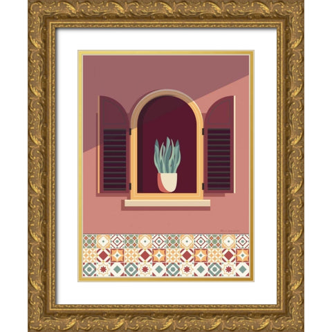Warm Window Lisboa Gold Ornate Wood Framed Art Print with Double Matting by Escalante, Omar