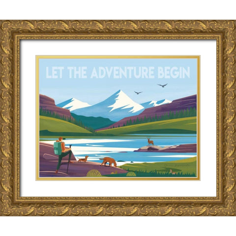 Let the Adventure Gold Ornate Wood Framed Art Print with Double Matting by Escalante, Omar