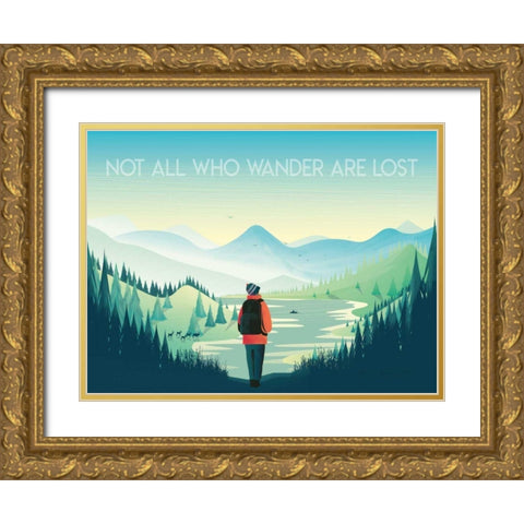 Not All Who Wander Gold Ornate Wood Framed Art Print with Double Matting by Escalante, Omar