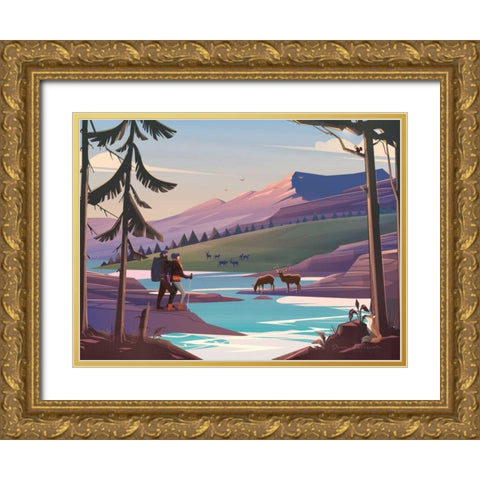The River Gold Ornate Wood Framed Art Print with Double Matting by Escalante, Omar