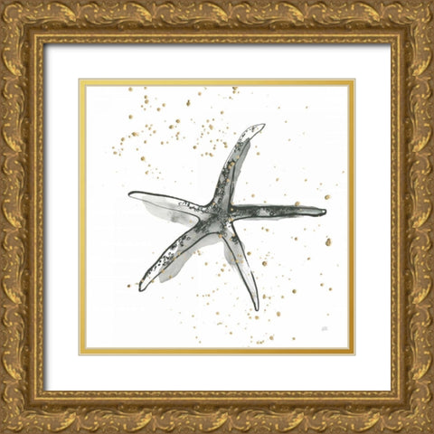 Starfish III Gold Ornate Wood Framed Art Print with Double Matting by Paschke, Chris