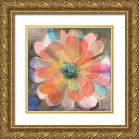 Kaleidoscope Flower Gold Ornate Wood Framed Art Print with Double Matting by Nai, Danhui