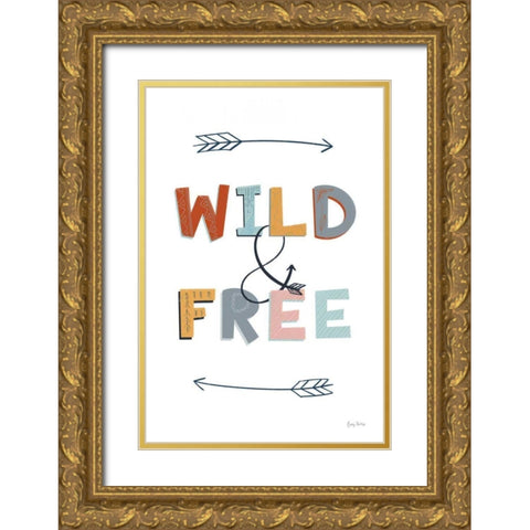 Wild and Free Pastel Gold Ornate Wood Framed Art Print with Double Matting by Thorns, Becky