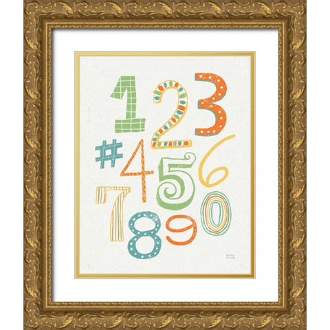 Funky Letters Bright Gold Ornate Wood Framed Art Print with Double Matting by Mullan, Michael