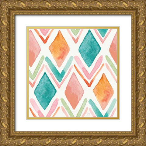Macrame Meander Pattern IV Gold Ornate Wood Framed Art Print with Double Matting by June, Dina