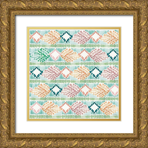 Macrame Meander Pattern VI Gold Ornate Wood Framed Art Print with Double Matting by June, Dina