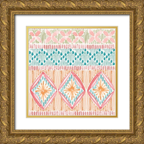 Macrame Meander Pattern VII Gold Ornate Wood Framed Art Print with Double Matting by June, Dina