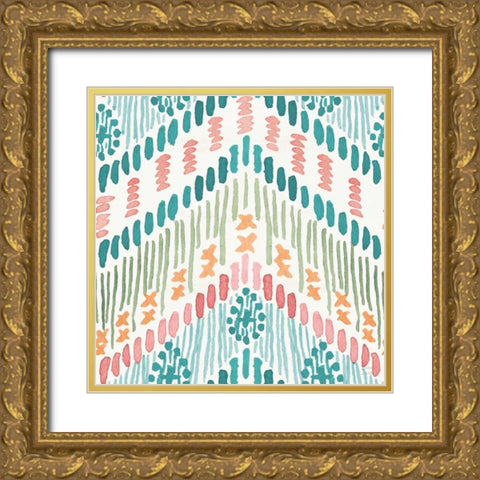 Macrame Meander Pattern VIIIA Gold Ornate Wood Framed Art Print with Double Matting by June, Dina