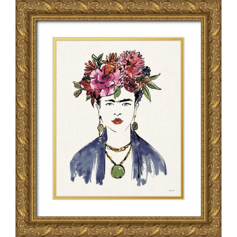 Frida Portrait I Gold Ornate Wood Framed Art Print with Double Matting by Tavoletti, Anne