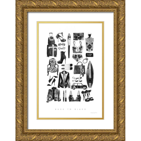 Back to Black I Gold Ornate Wood Framed Art Print with Double Matting by Charro, Mercedes Lopez