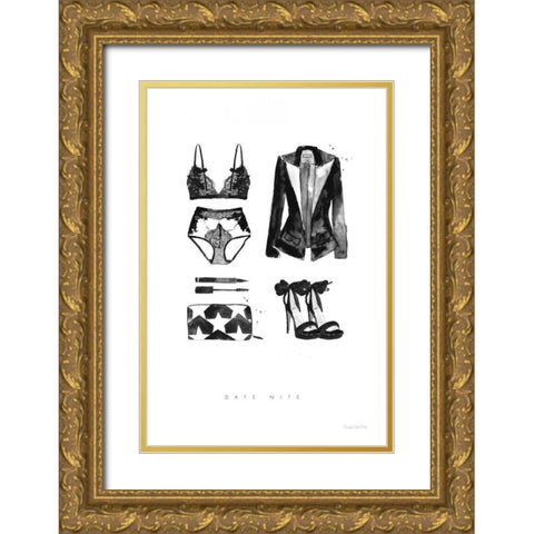 Back to Black IV Gold Ornate Wood Framed Art Print with Double Matting by Charro, Mercedes Lopez