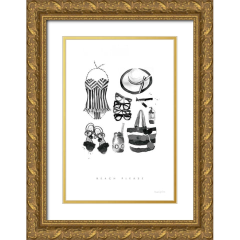 Back to Black V Gold Ornate Wood Framed Art Print with Double Matting by Charro, Mercedes Lopez