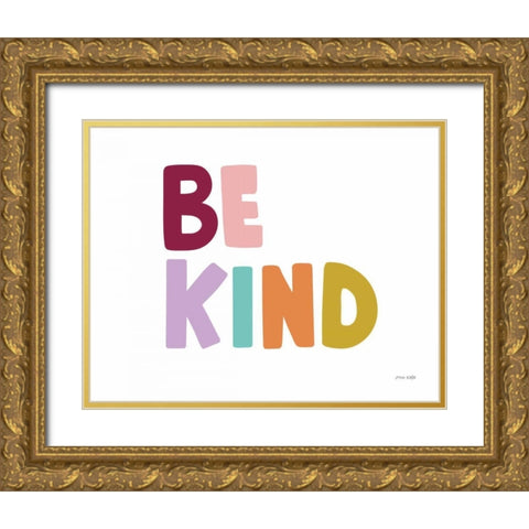 Be Kind Pastel Gold Ornate Wood Framed Art Print with Double Matting by Kelle, Ann