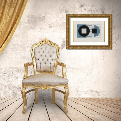 Laterally Speaking Blue Gold Ornate Wood Framed Art Print with Double Matting by Schick, Mike