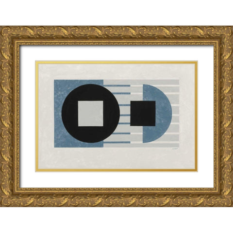 Laterally Speaking Blue Gold Ornate Wood Framed Art Print with Double Matting by Schick, Mike