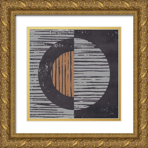 Primitive I Gray Gold Ornate Wood Framed Art Print with Double Matting by Hershey, Moira