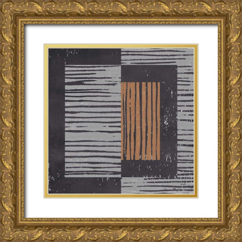 Primitive II Gray Gold Ornate Wood Framed Art Print with Double Matting by Hershey, Moira