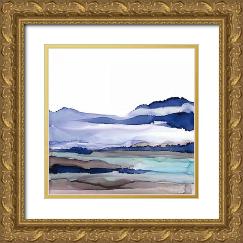 Bluescape I Gold Ornate Wood Framed Art Print with Double Matting by Paschke, Chris