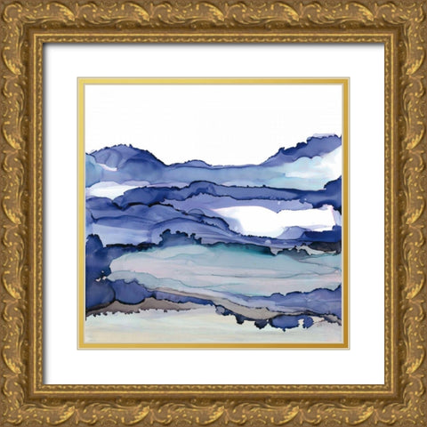 Bluescape II Gold Ornate Wood Framed Art Print with Double Matting by Paschke, Chris