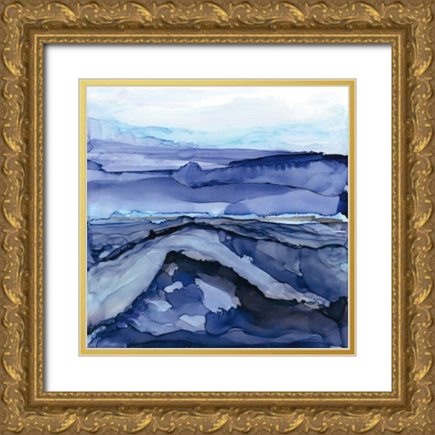 Bluescape V Gold Ornate Wood Framed Art Print with Double Matting by Paschke, Chris