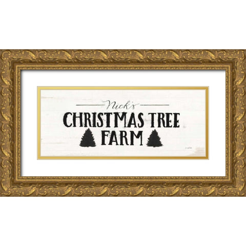 Christmas in the Heartland VI BW Gold Ornate Wood Framed Art Print with Double Matting by Wiens, James