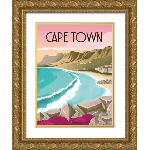 Cape Town South Africa Gold Ornate Wood Framed Art Print with Double Matting by Escalante, Omar