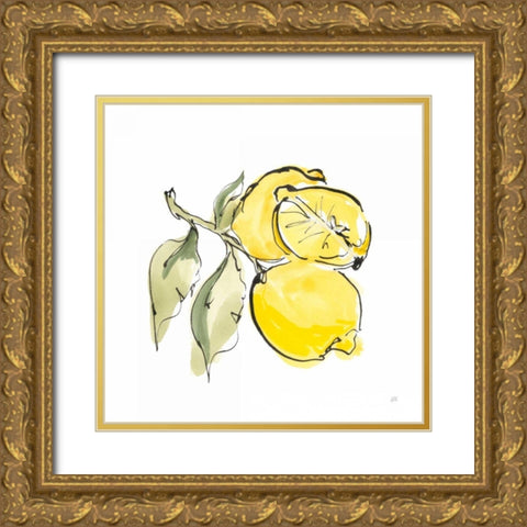 Lemon Still Life II Gold Ornate Wood Framed Art Print with Double Matting by Paschke, Chris