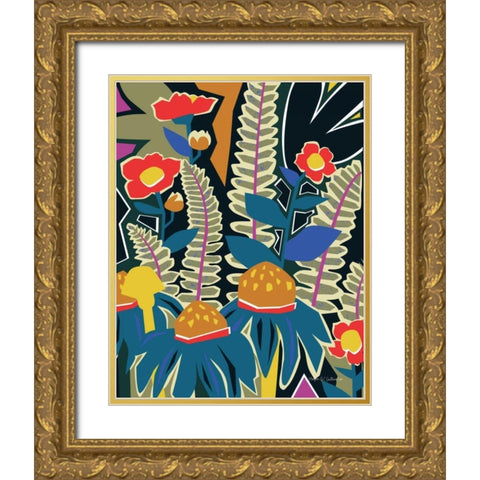 Ferns and Wildflowers II Gold Ornate Wood Framed Art Print with Double Matting by Gallagher, Megan