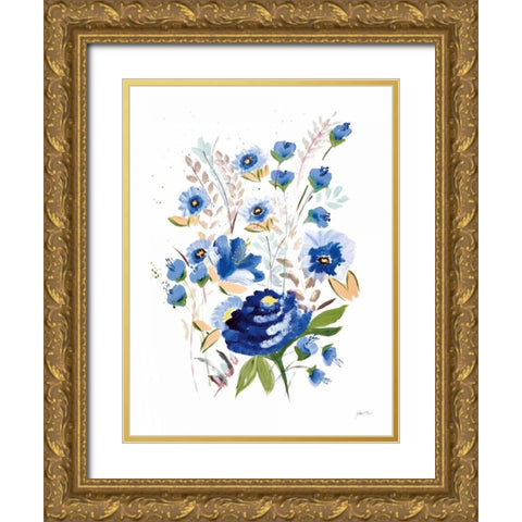 True Blue I Gold Ornate Wood Framed Art Print with Double Matting by Davis, Joan E.