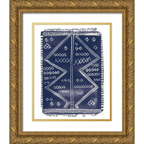 Navy Berber Rug I Gold Ornate Wood Framed Art Print with Double Matting by Panganiban, Karyn