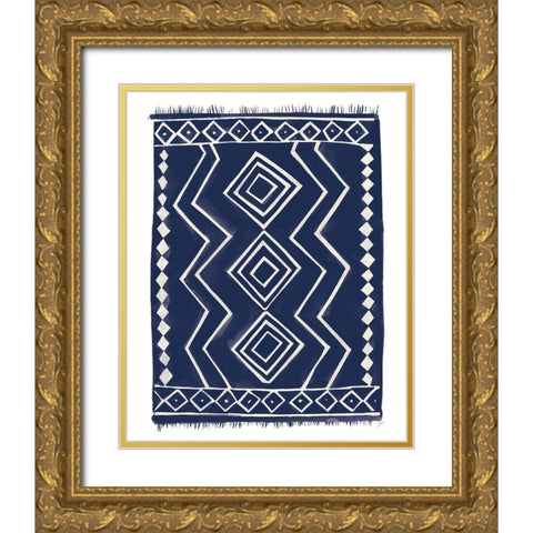 Navy Berber Rug II Gold Ornate Wood Framed Art Print with Double Matting by Panganiban, Karyn