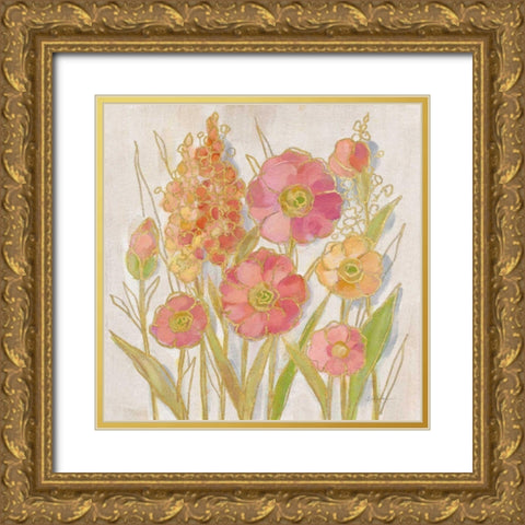 Opalescent Floral I Gold Ornate Wood Framed Art Print with Double Matting by Vassileva, Silvia