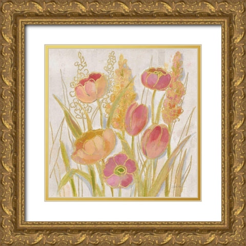 Opalescent Floral II Gold Ornate Wood Framed Art Print with Double Matting by Vassileva, Silvia
