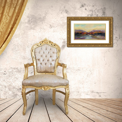 Fall Sunset Gold Ornate Wood Framed Art Print with Double Matting by Vassileva, Silvia