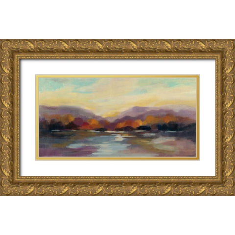Fall Sunset Gold Ornate Wood Framed Art Print with Double Matting by Vassileva, Silvia