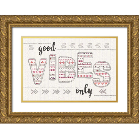 Boho Quotes III Pink Gray Gold Ornate Wood Framed Art Print with Double Matting by Aiken, Jess