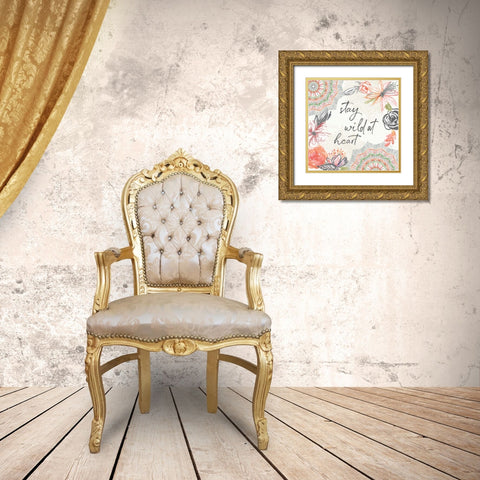 Macrame Meander II Gray Gold Ornate Wood Framed Art Print with Double Matting by June, Dina