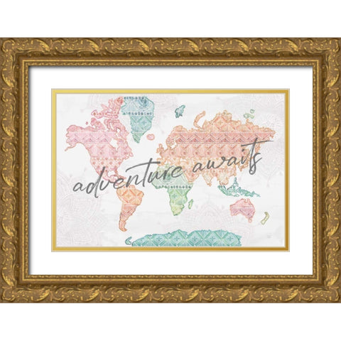 Macrame Meander I Light Gold Ornate Wood Framed Art Print with Double Matting by June, Dina