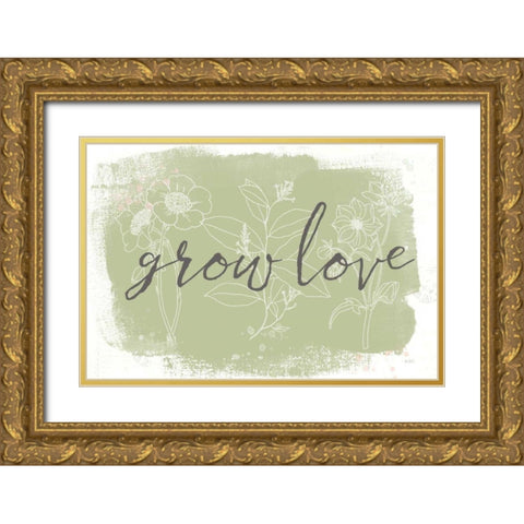 Organic Lines V Gold Ornate Wood Framed Art Print with Double Matting by Pertiet, Katie