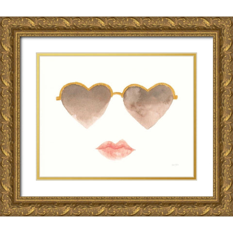 Boss Babe Sunglasses Gold Ornate Wood Framed Art Print with Double Matting by Jackson, Jenaya